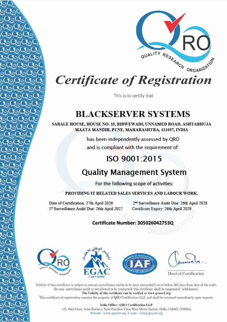 Quality Management System certificate